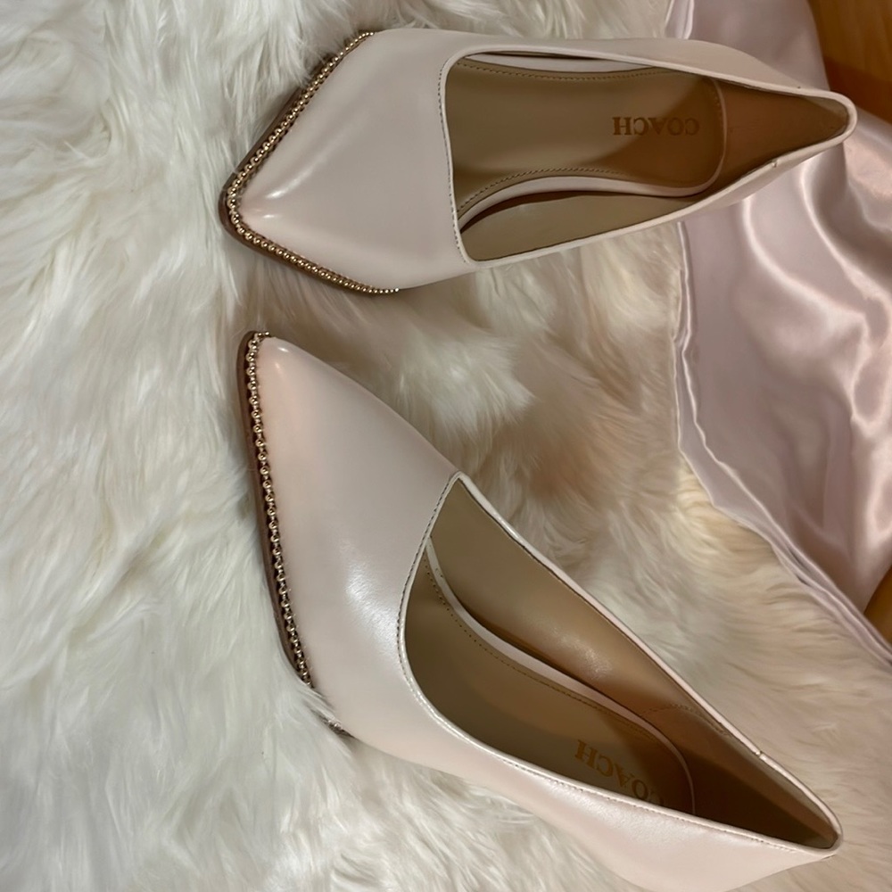 Women’s Coach off white gold studded heels